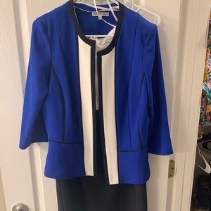 Blue and White Professional Suit Dress.